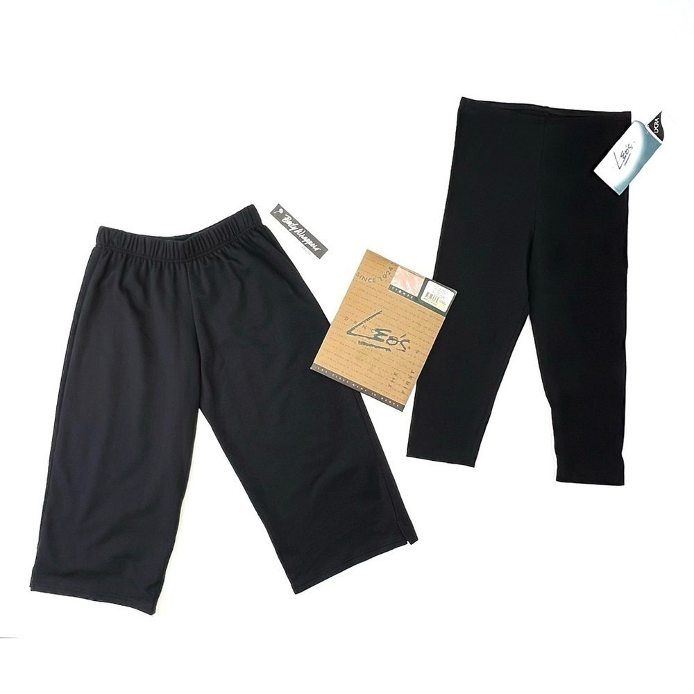 Body Wrappers & Leo’s Crop Black Dance Pants Size Small + Leo’s Pink Tights NWT